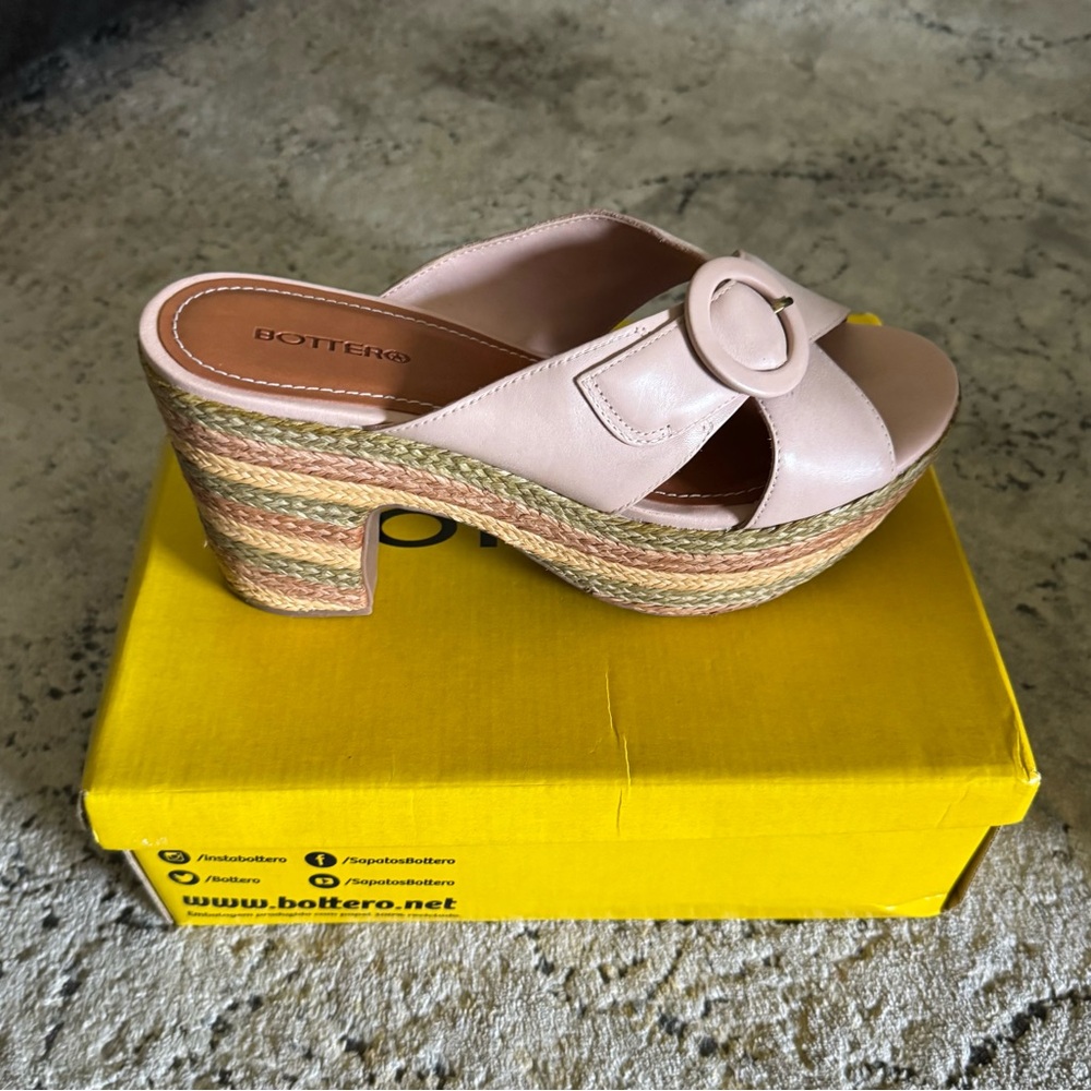 Pink Platform Mules with Decorative Buckle